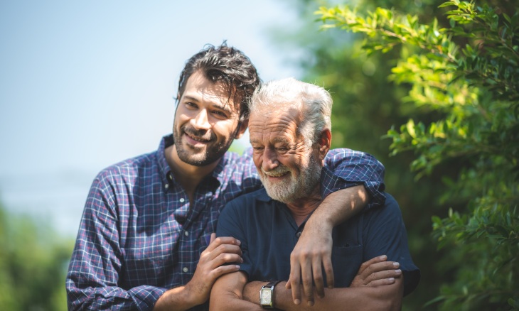 A man and father on a walk.
