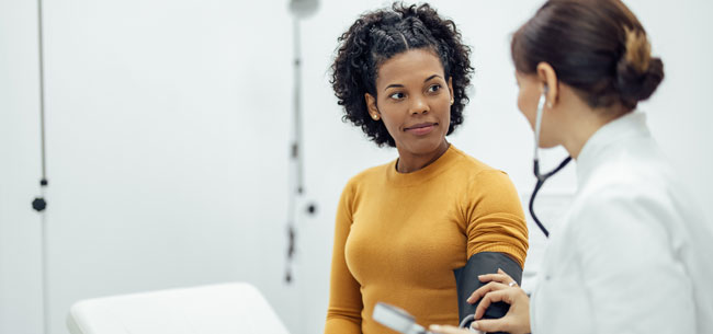 Women visiting her primary care doctor
